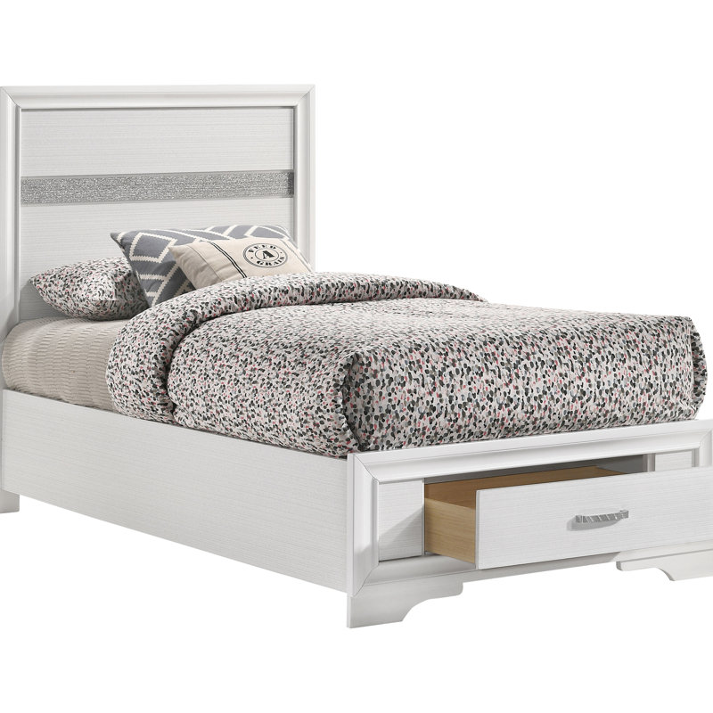 White Twin Storage Bed For Bedroom Organization, Featuring Drawers Bedding And Clothing, Timeless Look, Made Of Solid Wood Particle Board, 113.15 Lb With Built - In Drawers, Brightening Decor, Clean