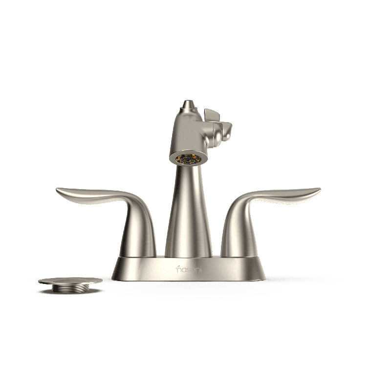 Da Vinci Centerset Bathroom Fountain Faucet with Drain Assembly, Satin Nickel