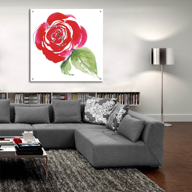 «Bold Roses», art mural en verre acrylique 3 po par Kristy, H 36 po x l 36 po x P 0,2 po