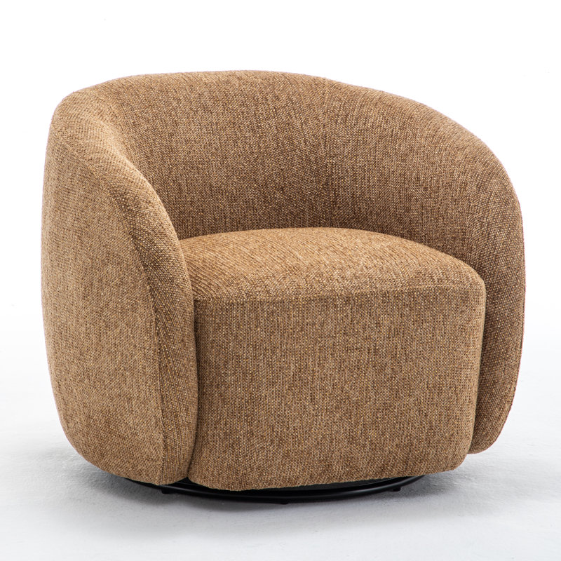 Fauteuil demi-tonneau pivotant rembourré Aunna, Jaune