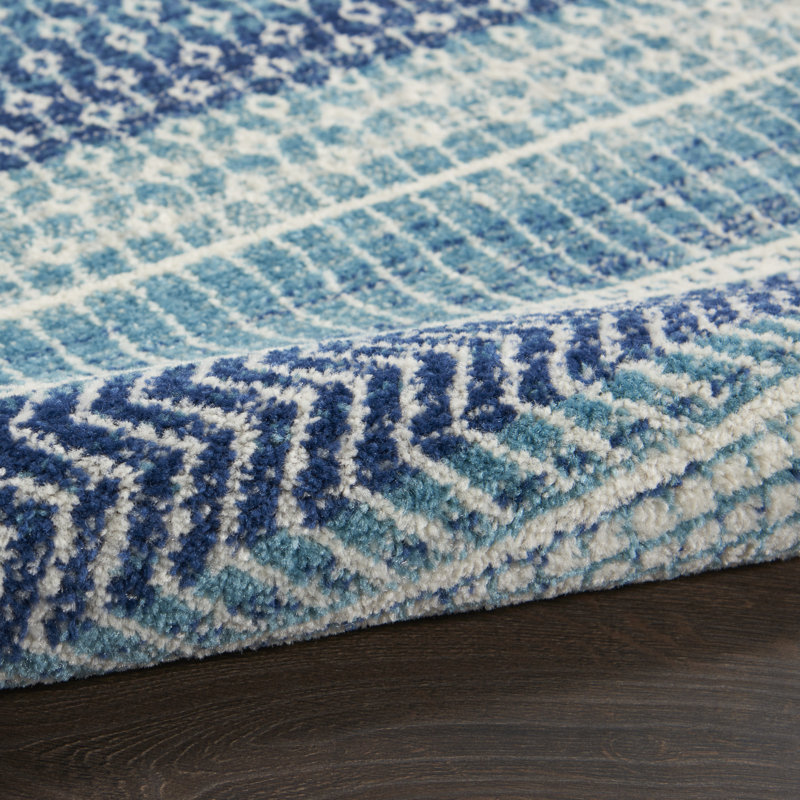 Tapis bleu marine à rayures Gillsville, Rectangle 6 pi x 9 pi