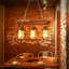 Lustre rustique en bois et métal à 3 lumières Ammber