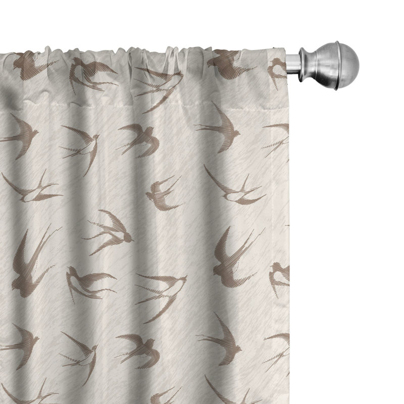 Birds Semi-Sheer Rod Pocket Curtain Panels, 28" x 95"