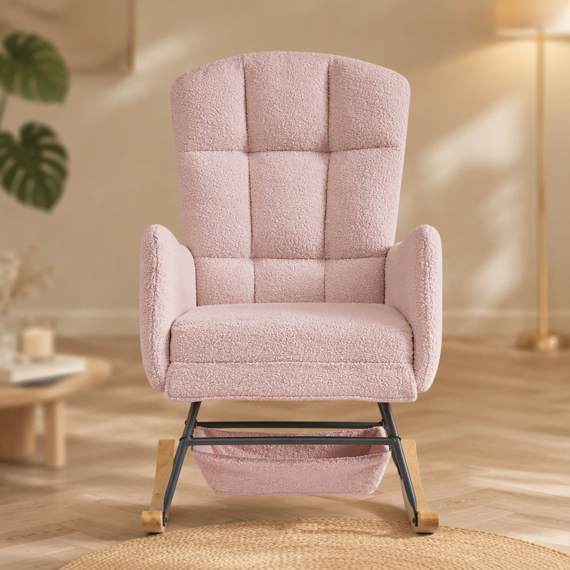 Fauteuil berçant rose en forme d'ourson, Ourson rose