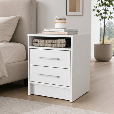 White 2-Drawer Nightstand