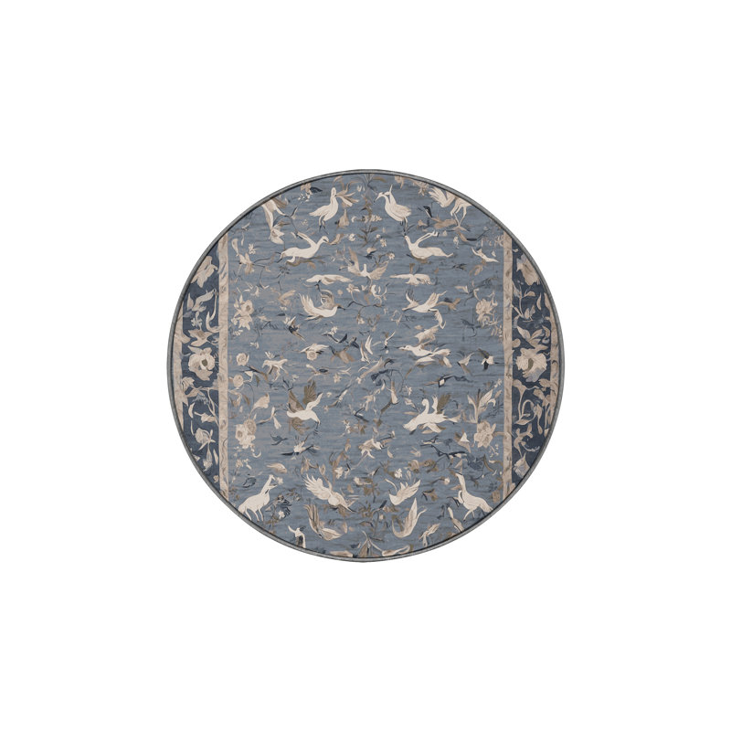 Tapis gris soyeux et moelleux, Rond 4 pi
