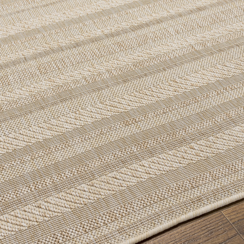 Carllene Bellino Striped Tan Indoor/Outdoor Area Rug, Rectangle 5'3" x 7'7"