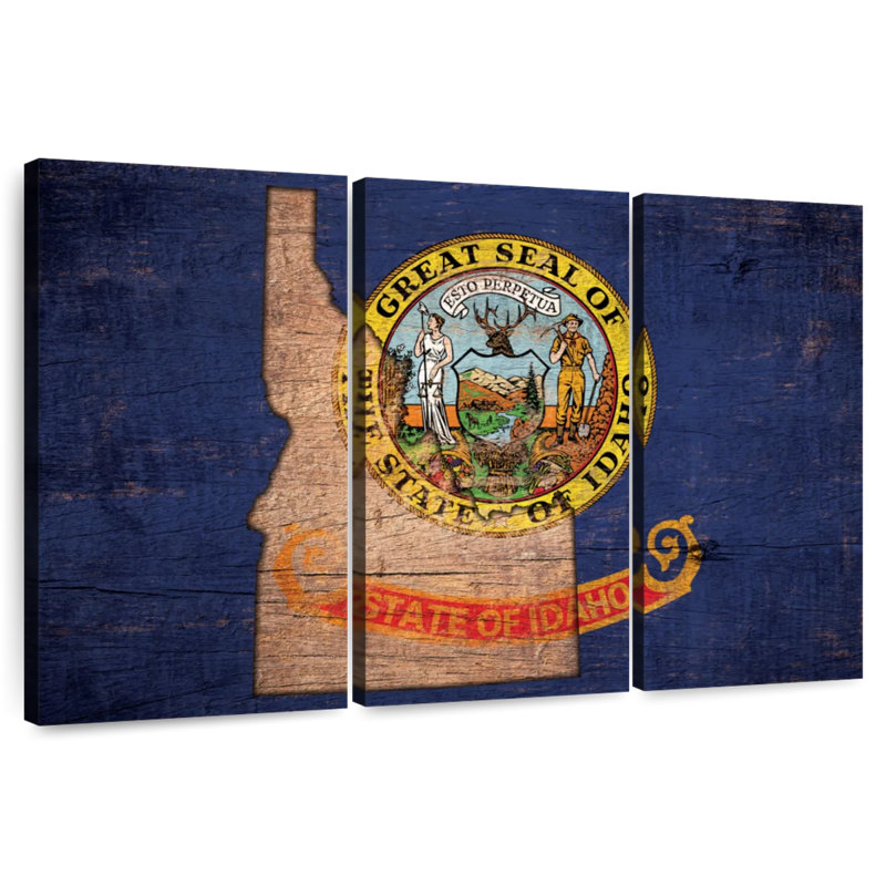 Carte d'État sur le drapeau de l'Idaho, H 36 po x l 57 po