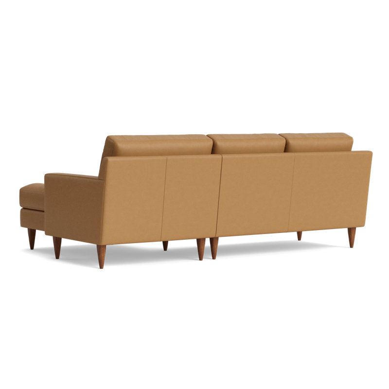 MCM Leather Chaise Sectional, Right Hand Facing, Bison Butterscotch Top Grain Leather