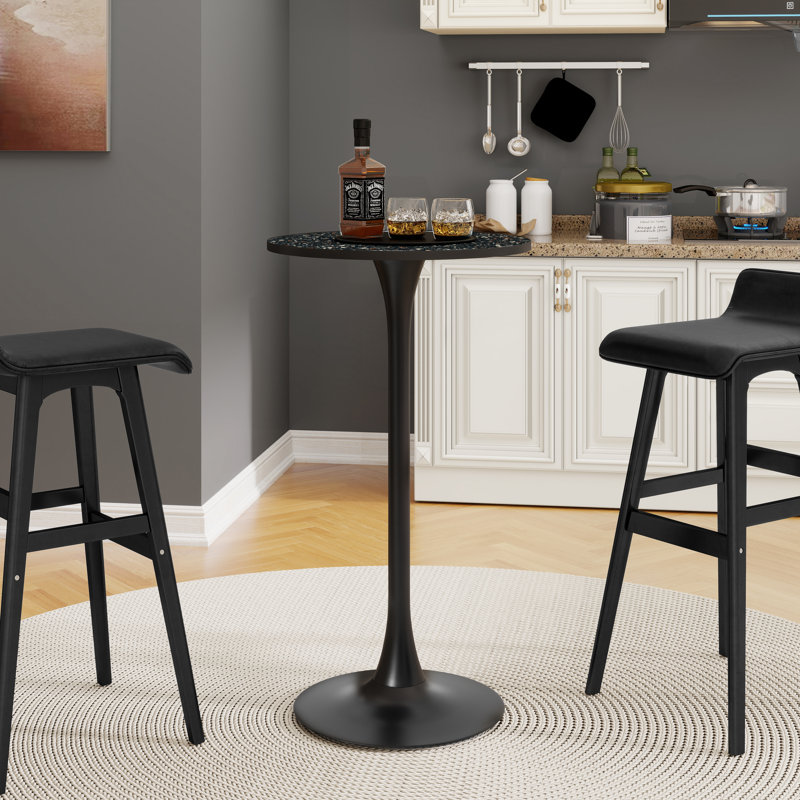 Bralie Bar Table Tall Pedestal Dining Table 60 x 106CM, Black/Black