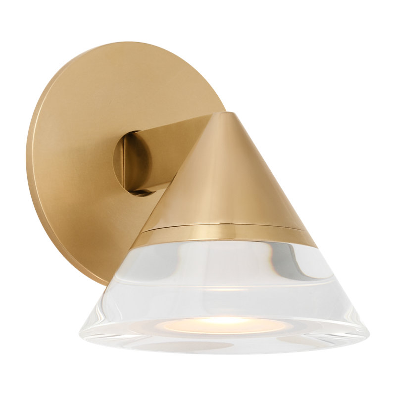 Midrand 1 - Light LED Armed Sconce,  Clear, Hand-Rubbed Antique Brass