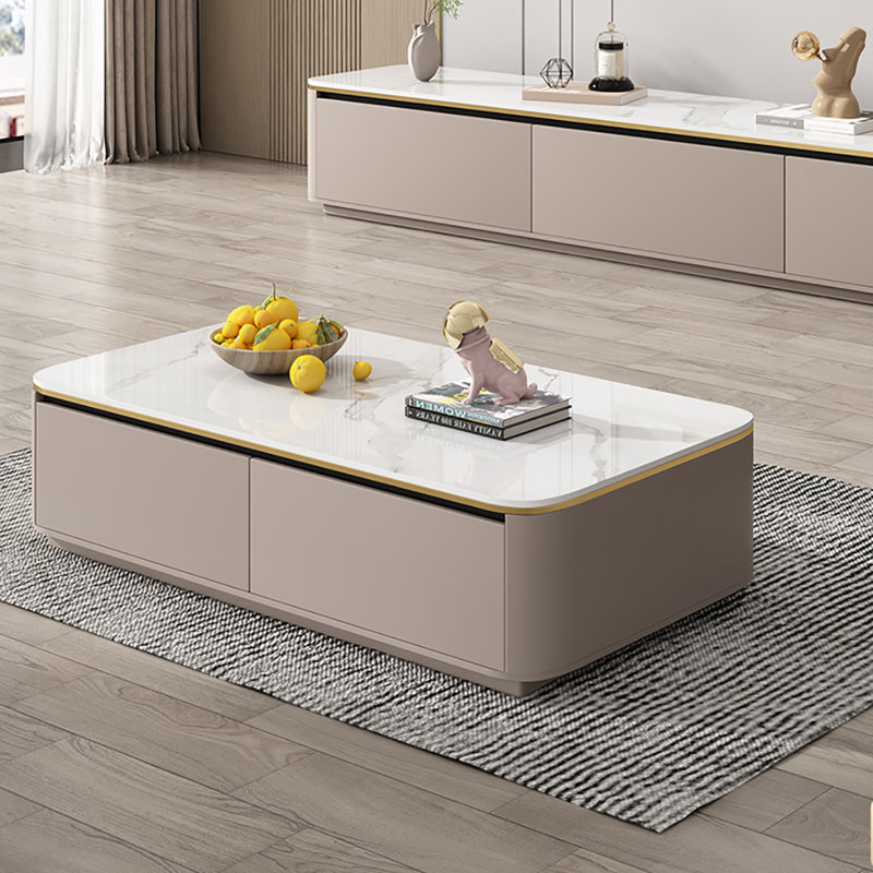 Table basse en bois massif, Beige, H 16,5 po x L 41,3 po x l 23,6 po