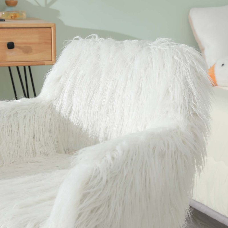 Fauteuil de maquillage rembourré, Fausse fourrure blanche