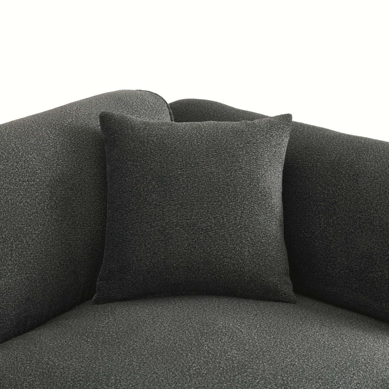 Boneless 4 - Piece Upholstered Sectional, Grayish Green Polyester