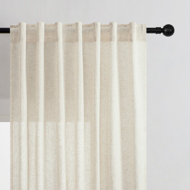 Carthamus Semi Sheer Back Tab Curtain Panel Pair(Set of 2), 52" W x 90" L, Natural