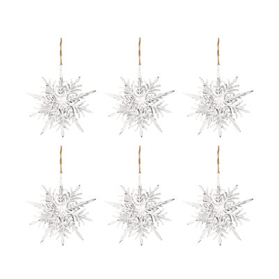 6.1X1.8X6.3" Iron Snowflake Hanger, Decorative Hanging Ball Christmas Tree Ornaments For Holiday Party Decorations, Set Of 6