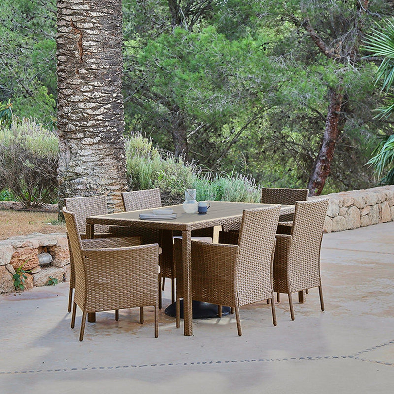 Renfoe Patio Dining Set with, Brown