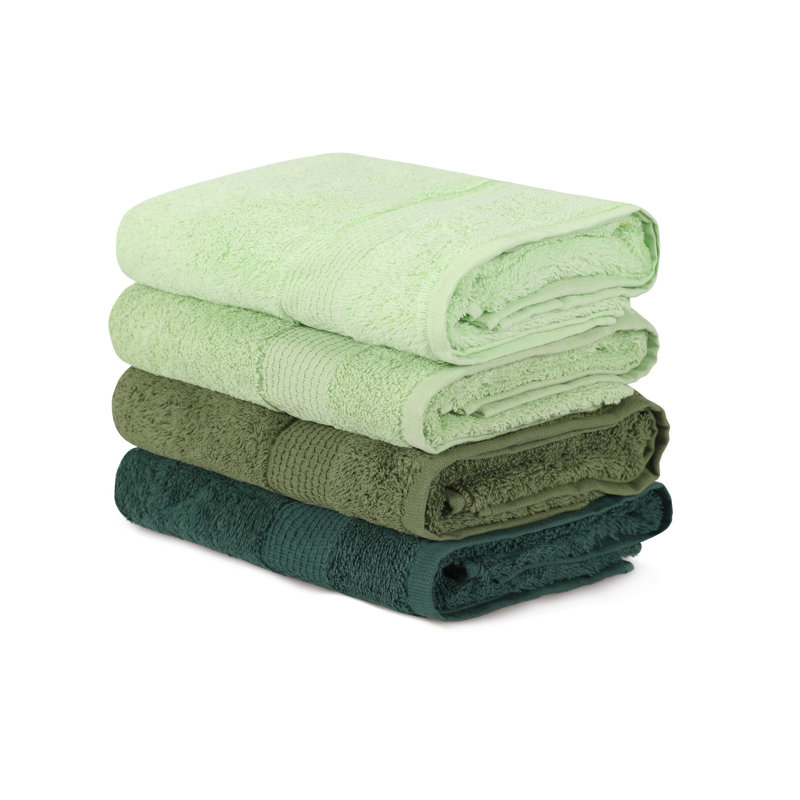 Ensemble de 4 serviettes à main de même taille, Vert clair / vert olive / vert / vert foncé