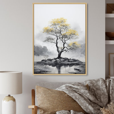 «Yellow Tree Silent Whispers», art mural sur toile floral et botanique
