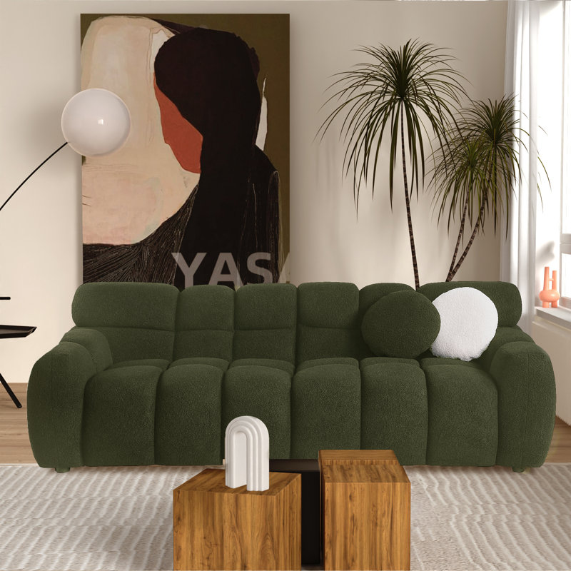 Canapé Kieayla de 86,61 po Boucle, Vert