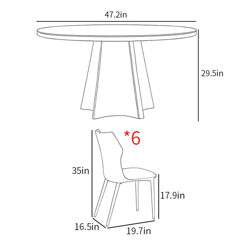 Minimalism Modern home round dining table sets, 29.5"H x 47.2"L x 47.2"W