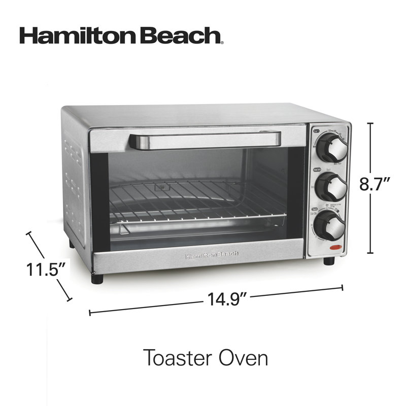 Stainless Steel 4-Slice Countertop Toaster Oven with Automatic Shutoff
