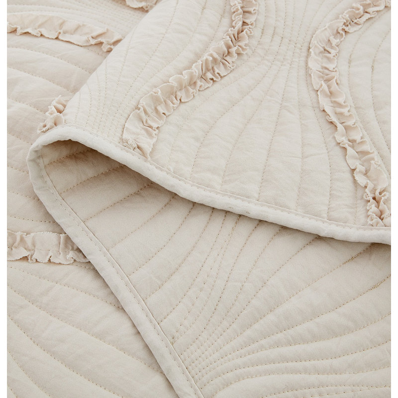Bohemian Farmhouse / Country Cotton Quilted Geometric Shapes Quilt, Queen Quilt + 2 Standard Shams