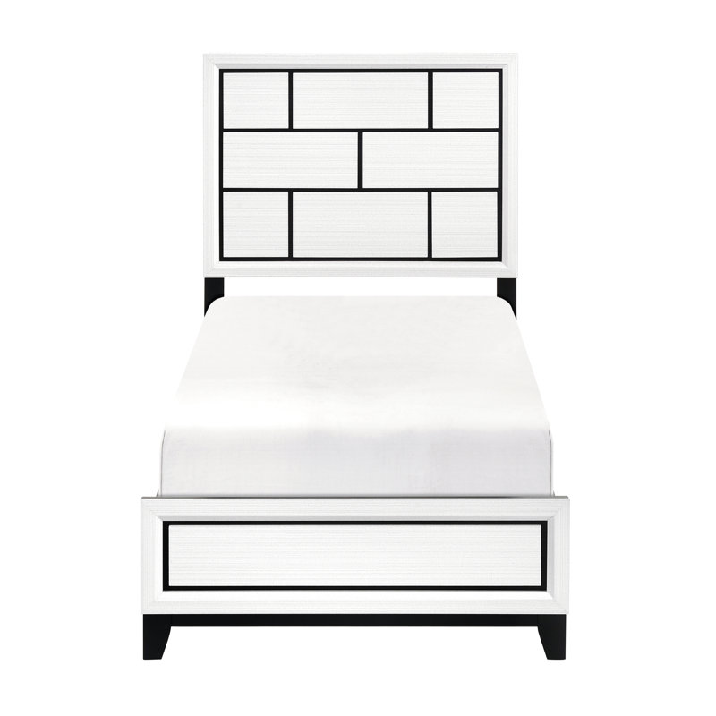 Décoration de chambre à coucher pour lit simple moderne, glacis blanc et ligne noire