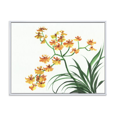 Orchidées jaunes rétro - peinture sur toile