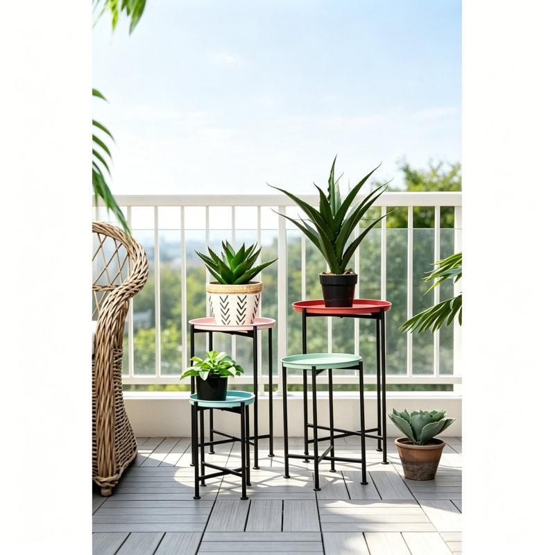 Ensemble de 4 supports à plantes gigognes multicolores, parfaits pour un décor moderne et un rangement peu encombrant, durable et élégant