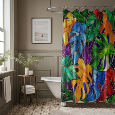 Coloured Glass Foliage - 1 Piece Standard Shower Curtain