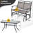 Winston Porter 2 Pcs Patio Glider Conversation Set Outdoor Loveseat Glider Chair W/ Tempered Glass Coffee Table