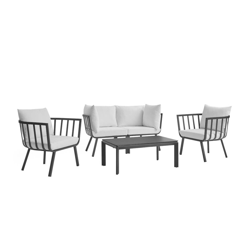 Riverside 5-piece Aluminum Outdoor Patio Set with Thick Cushions by Havenside Home, Gray, White