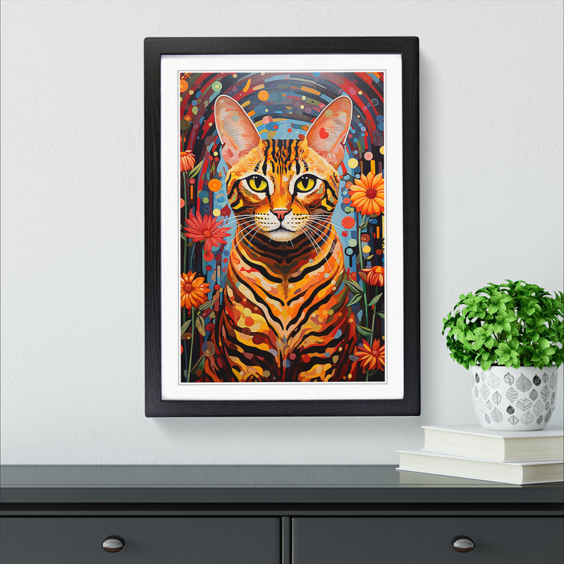 Bengal Cat Modern Art - Framed Print, Black Framed, 34cm H x 25cm W x 2cm D