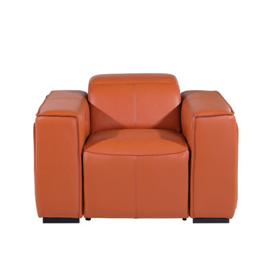 Top Grain Italian Leather Power Reclining Arm Chair with Power Headrests