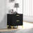 Gold Two-Drawer Rectangular Nightstand-312938346