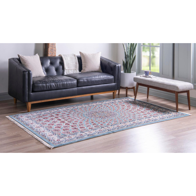 Tapis ivoire / bleu Jackson Jackson, Rectangle 3 pi x 5 pi 1 po