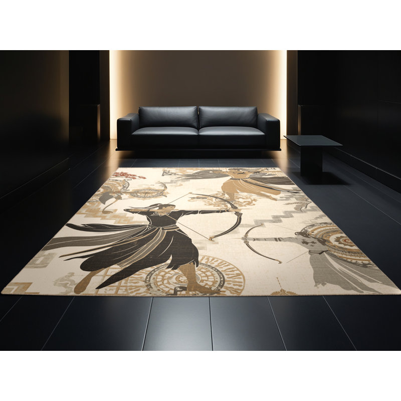 Tapis oriental classique beige lavable à la machine Marvale Contest, 6 x 9