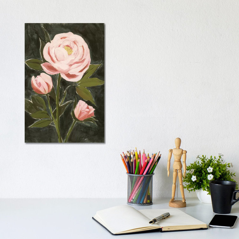 Vintage Peonies II - Wrapped Canvas Print, 20.32 cm H x 30.48 cm W
