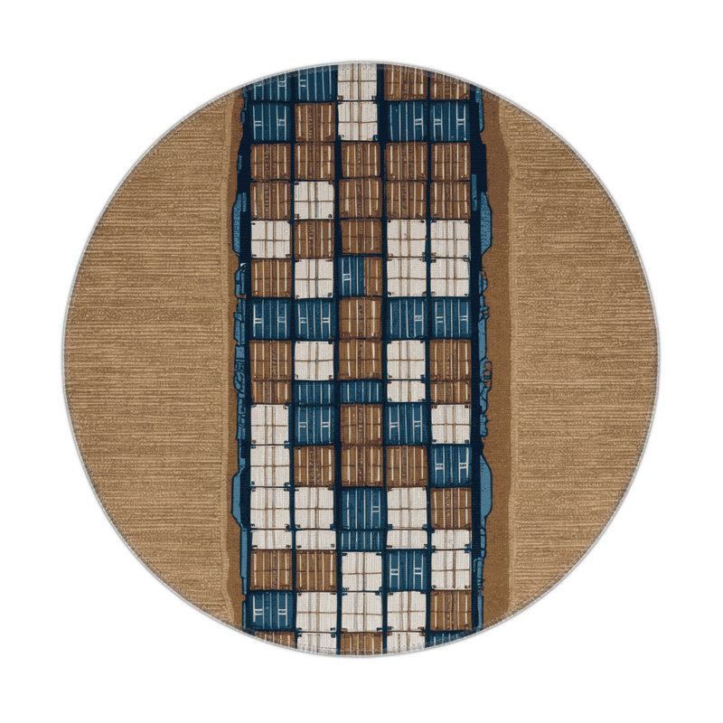 Tapis intérieur et extérieur brun Transport, Rond 5 pi
