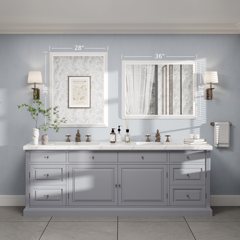 Miroir de meuble-lavabo mural Molly, 36 po x 28 po, Blanc