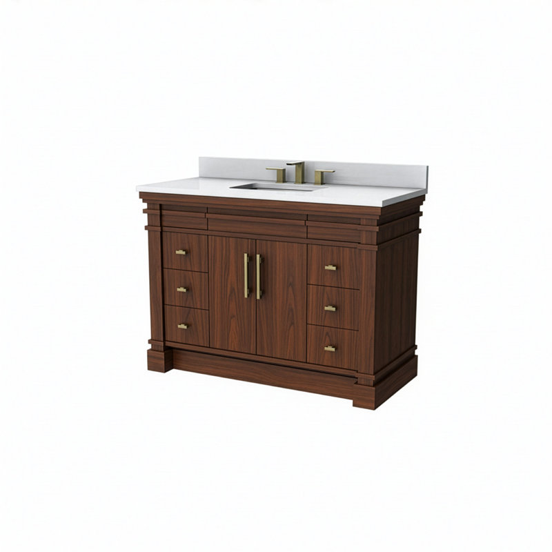 FLW Harmony 36 Wood Sink Vanity, Walnut, 48