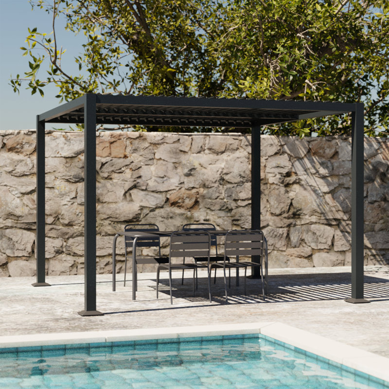 Minisci Aluminum Louvered Pergola, 3 x 3 or 3 x 4m, 223cm H x 303cm W x 292cm D