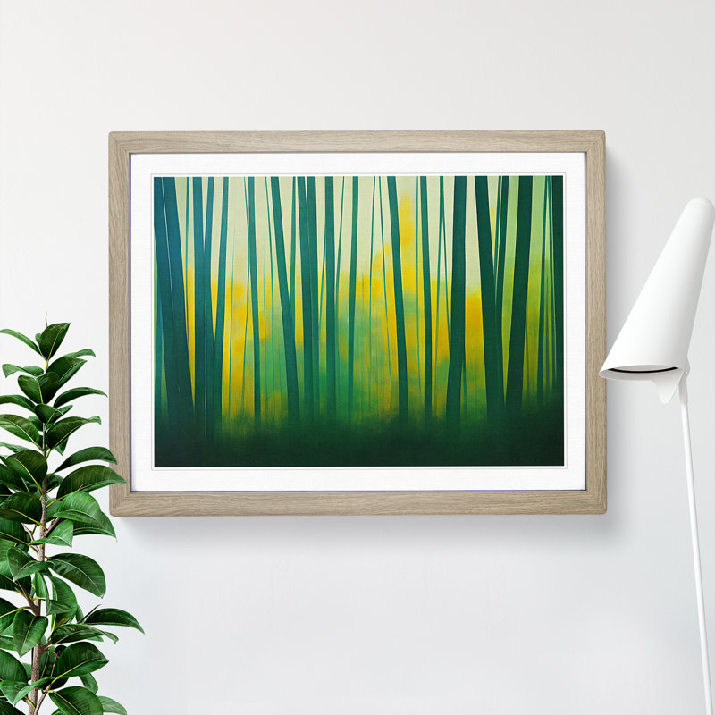 Colourful Bamboo Forest Vol.3 - Single Picture Frame Print, 25cm H x 34cm W x 2cm D, Oak