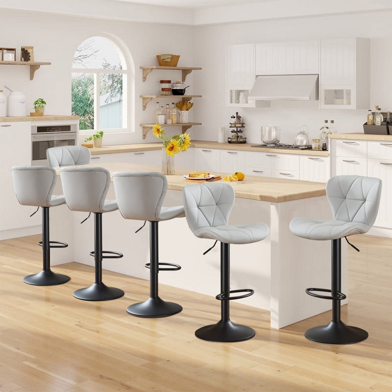Swivel Adjustable Height Modern Bar& Counter Stool, Gray