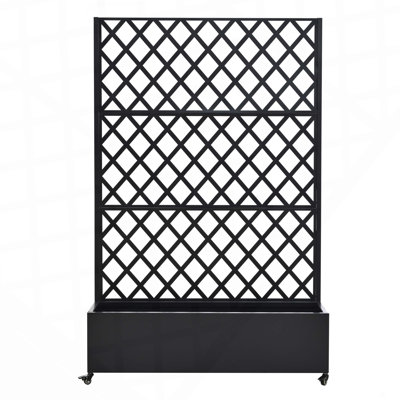 Metal Raised Garden Bed with Wheels and Trellis,73"x47"x16" Planter Box for Climbing Plants, Vegetables & Vines, Features Privacy Screen and Drainage Holes