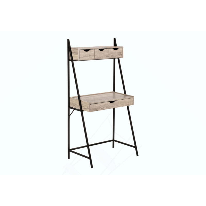 Bureau d'ordinateur, bureau personnel, ordinateur portable, incliné, tiroirs de rangement, travail, métal, contemporain, moderne