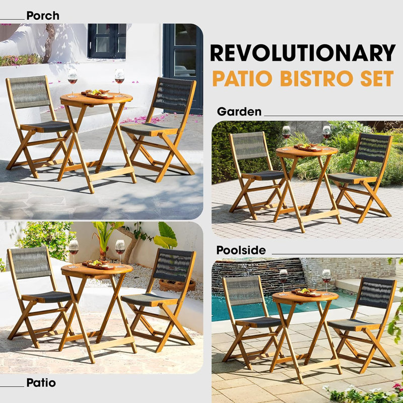 Sakari 2 - Person Patio Dining Set with Round Table, Gray