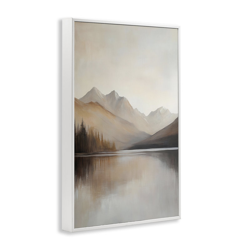 Giclée encadrée de paysage de lac neutre, par Petal Prints Design, H 18 po x l 12 po
