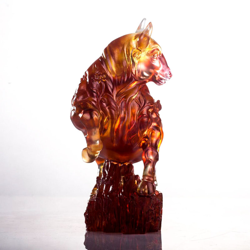 Ox Sculpture Easterly Winds Crystal Figurine